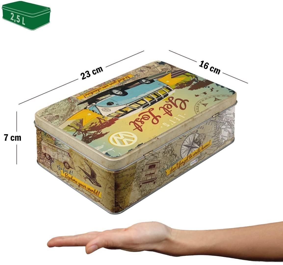 Nostalgic-Art – Flat Tin Box Metal Storage Container Cookie Jar – VW Bulli