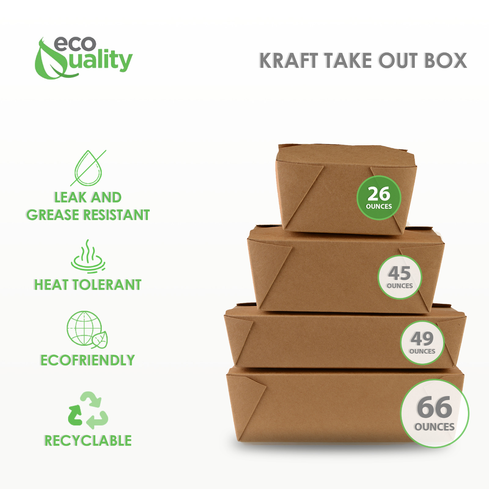 #1 Disposable Microwavable Kraft Brown Folded Paper Take-Out Containers 25 pcs