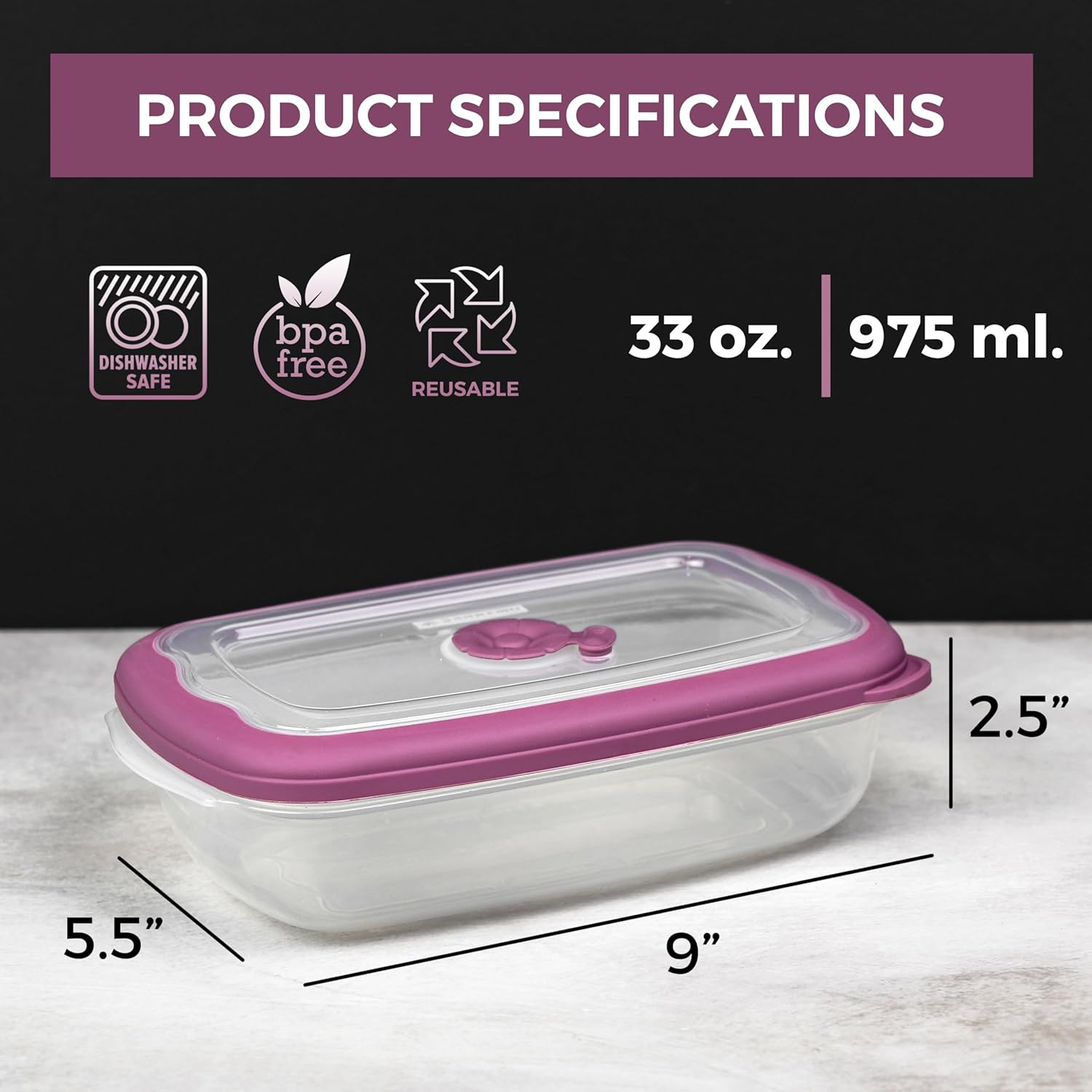 Freezer to Microwave 8-Piece Leak-Proof Meal Prep Containers Reusable, 33 Oz