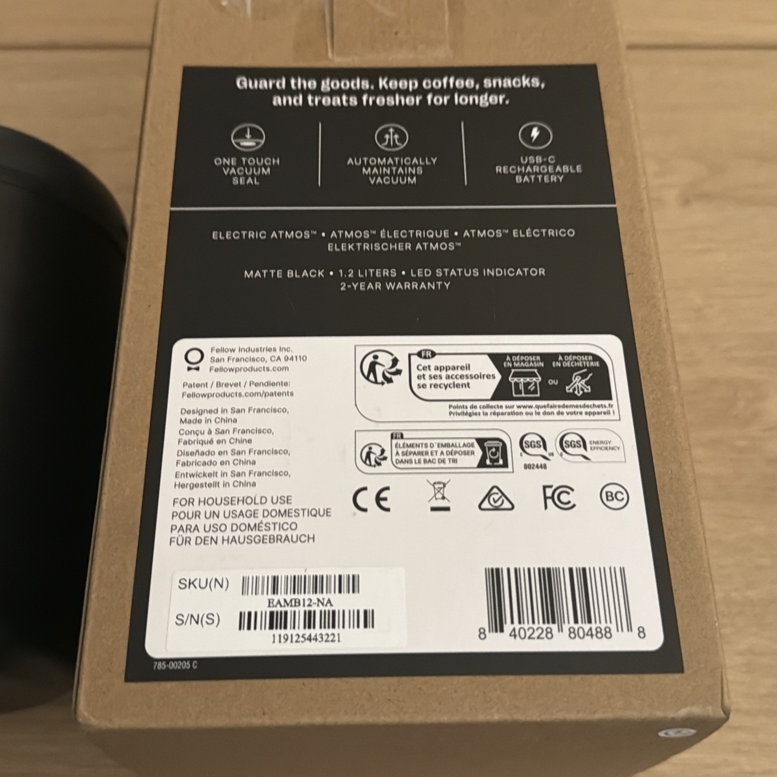 Fellow Atmos Electric Vacuum Canister & Storage Container – Airtight Coffee &…