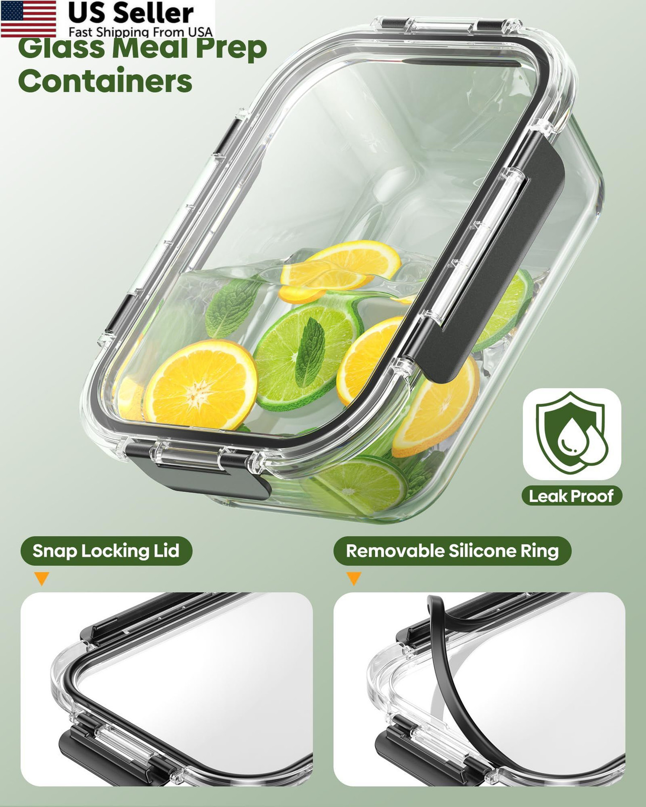 KEMETHY 40 PCS Glass Food Storage Containers with Lids(20 Set of 20, 40