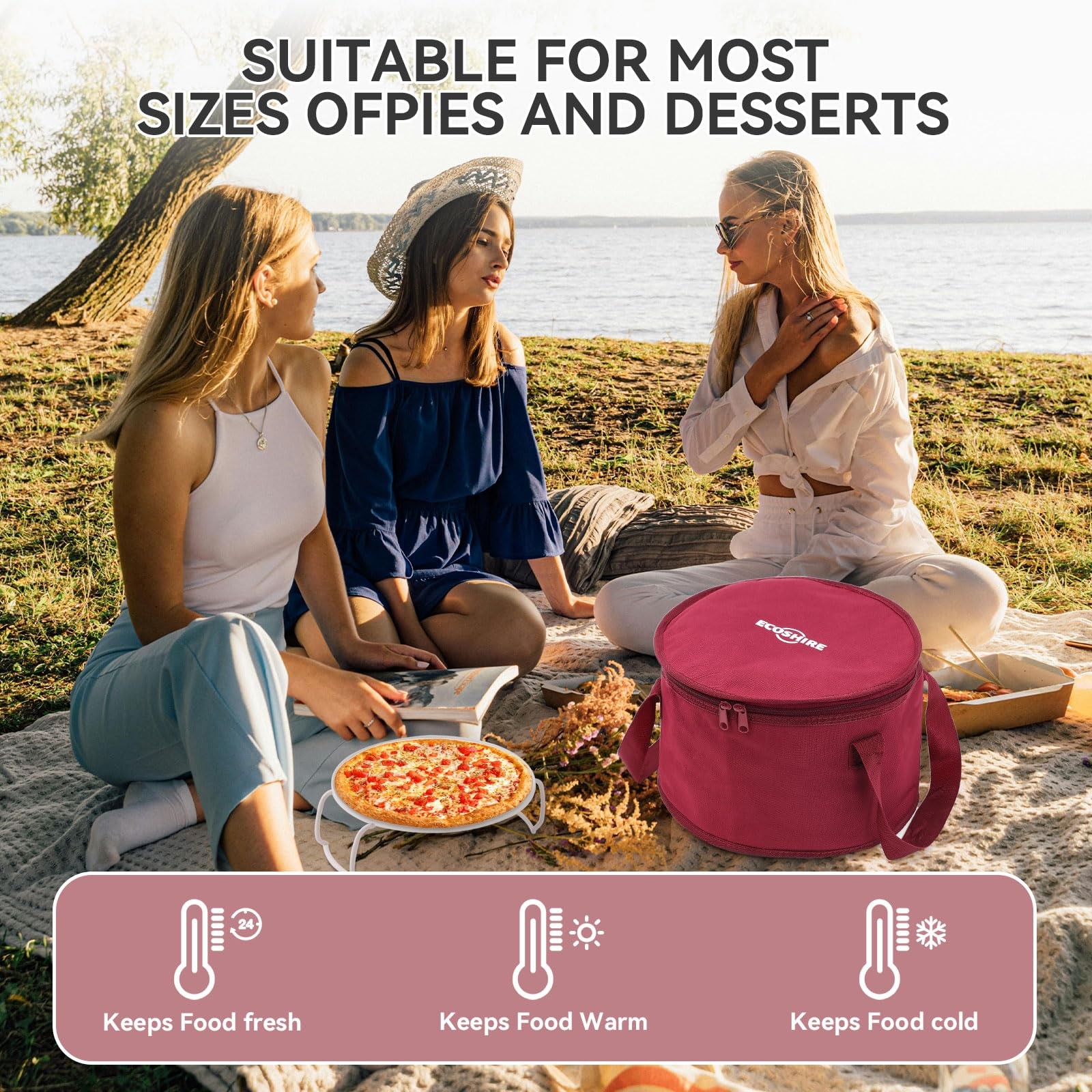 2-Piece Round Pie Carrier Set – 11”x7” Insulated Casserole Carrier with Lid &…