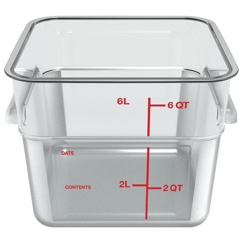 Squares Polycarbonate Food Storage Container, 6 qt, 8.75 x 8.75 x 7.31, Plastic