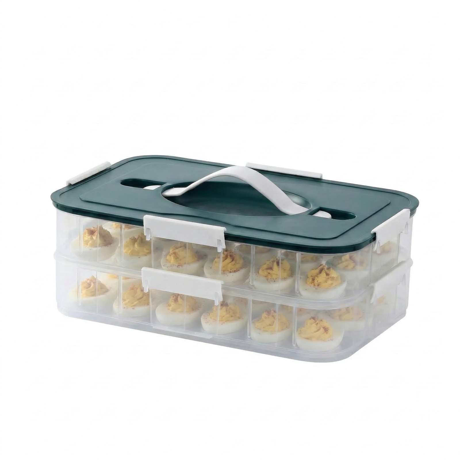 Deviled Egg Container Lid 36 Slot Carrier Stackable 12.2×8.4×4.4 Inch Green