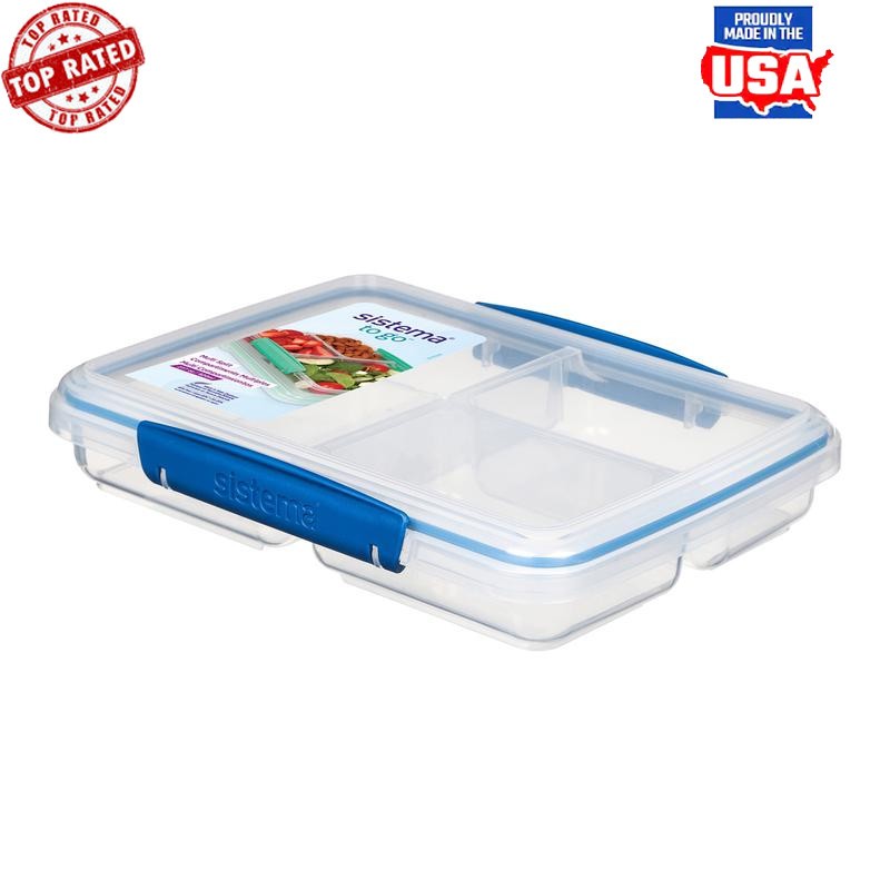 Multi Split Food Storage Container 3 Compartments Snack Lunch Prep BPA Free New