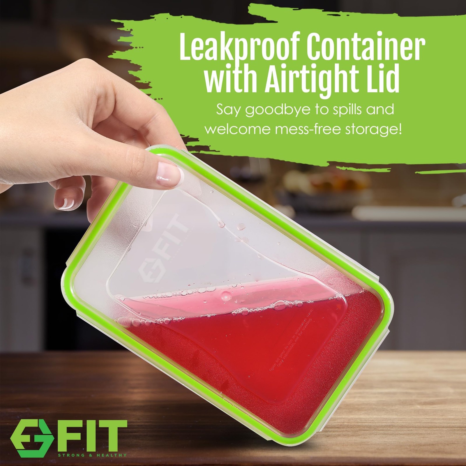 FIT Strong & Healthy Bento Box for 3 Pack, 39 oz, Green, 3 39 Oz each