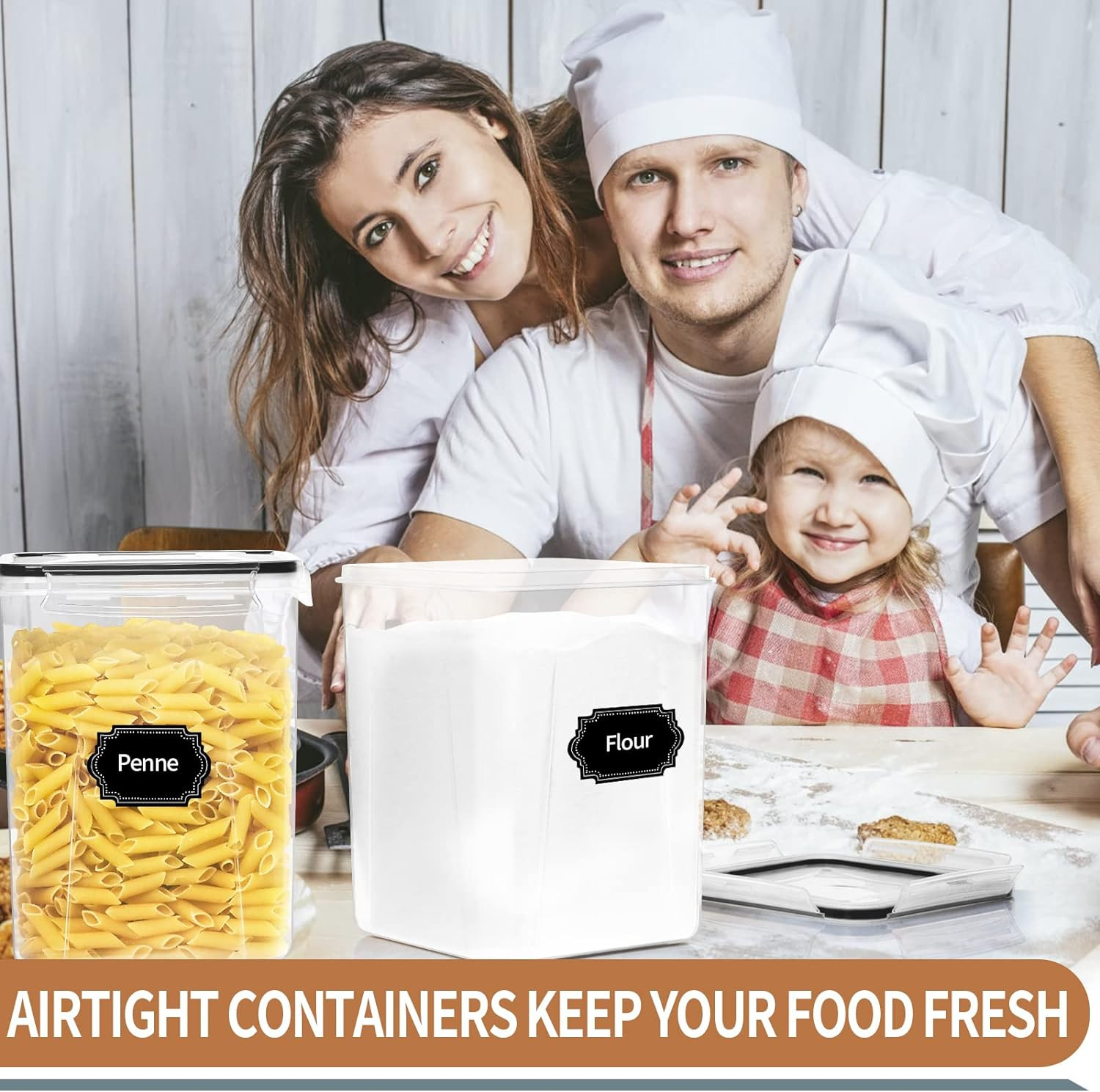 PRAKI Large Airtight Food Storage Containers 5.2L / 195Oz, 4Pcs Pantry Kitchen O
