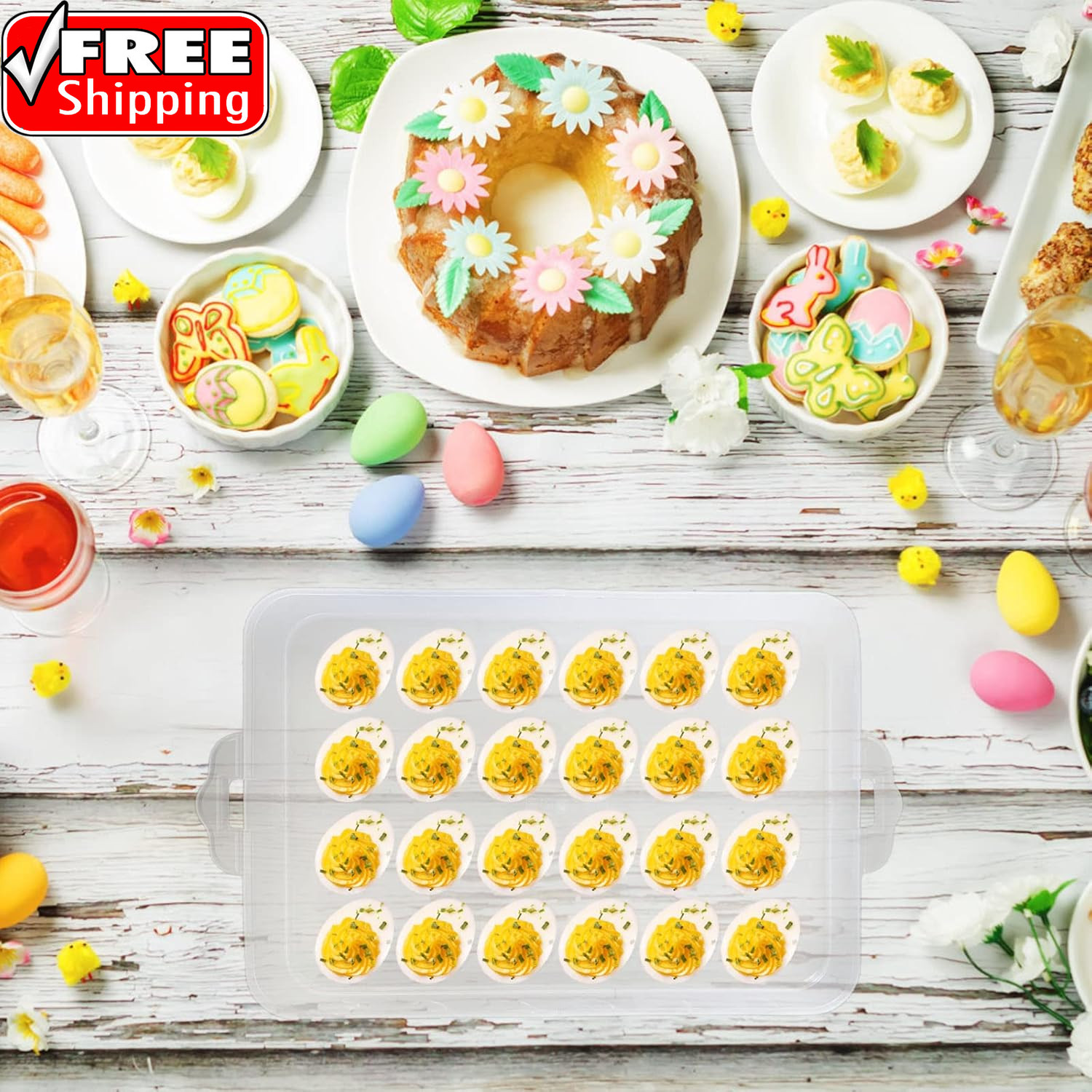 72 Eggs Holder,3-Layer Deviled Egg Tray with Lid,Egg Containers for Deviled Egg,