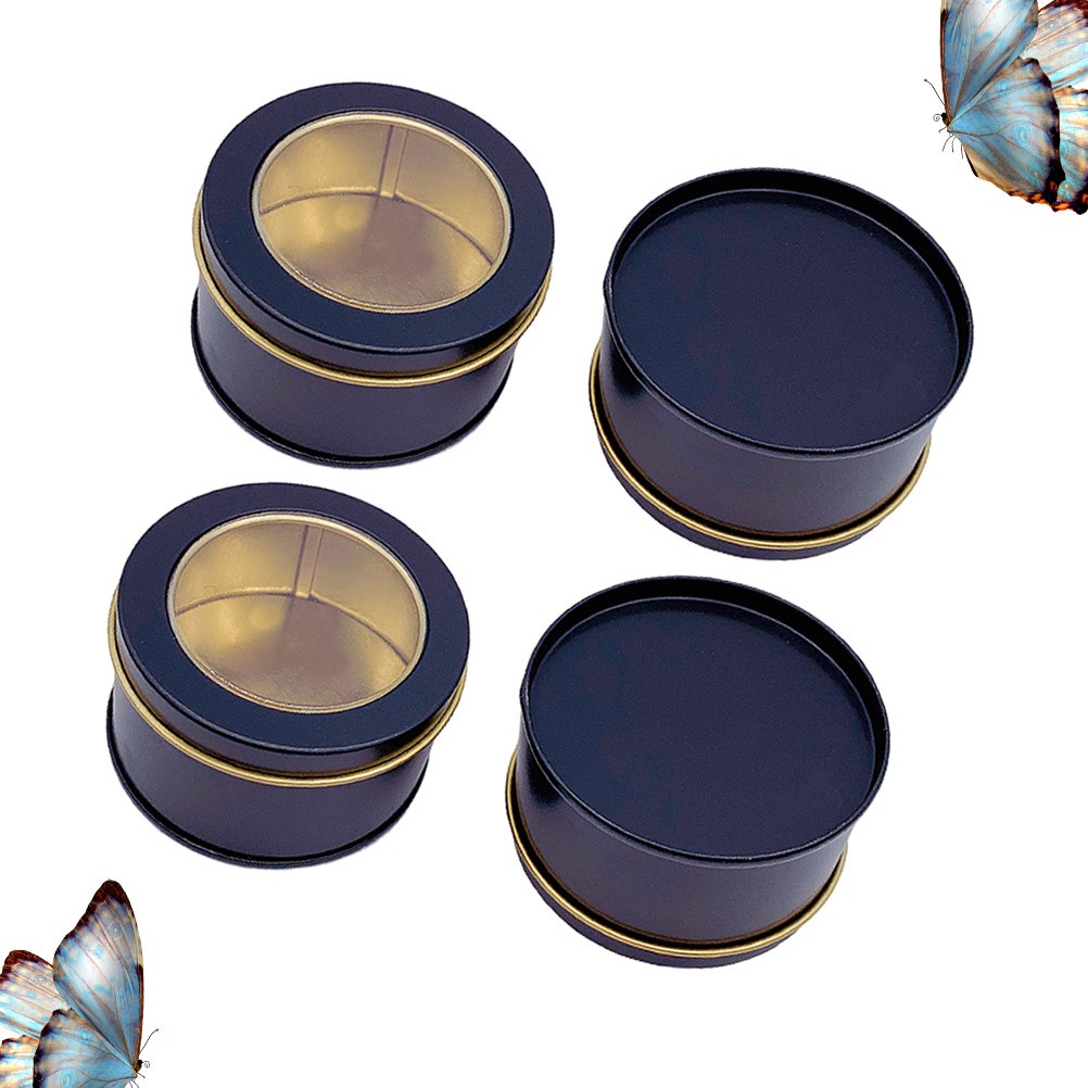 4 Pcs Decorative Tins with Lids Lidded Storage Box Tea Container Sealed Can