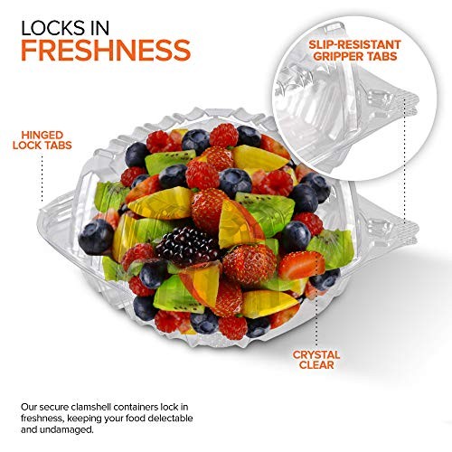 Disposable Plastic To Go Containers with Clear Lids (100 5″ x 5″ – 100 Count