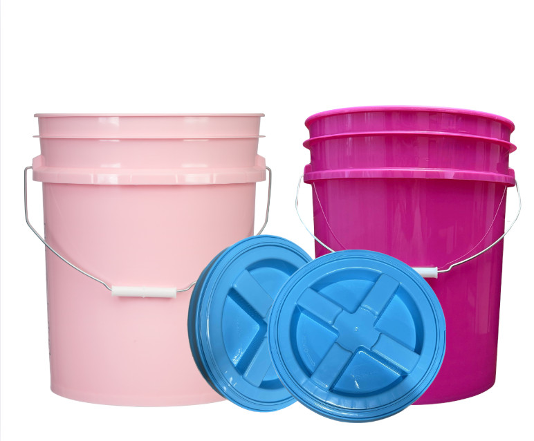 5 Gallon Food Grade Magenta Pink Bucket with Screw On Lid container (Pack of 2)