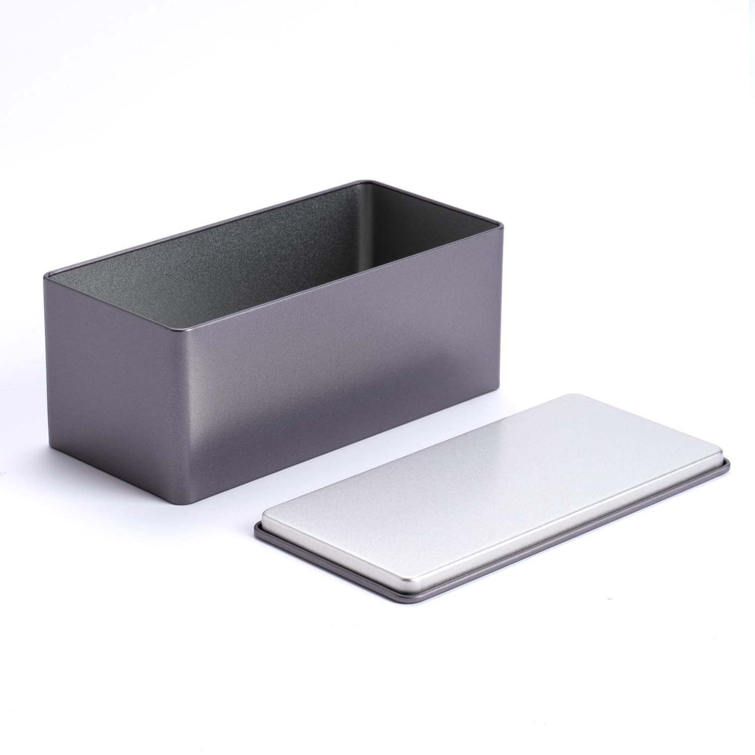 Tianhui Rectangle Metal Boxes Tin container 6.3 x 3.15 x 2.68 inches, Grey