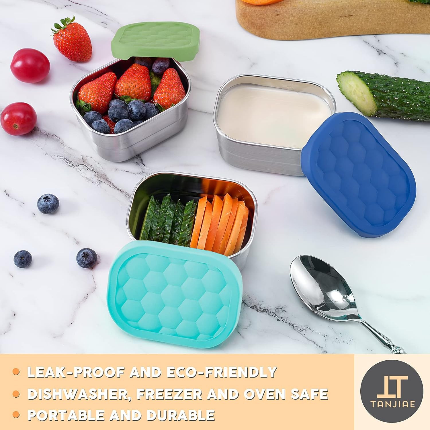 Small (1 CUP) Stainless Steel Snack Containers for Kids | Easy Open Leak Proof F