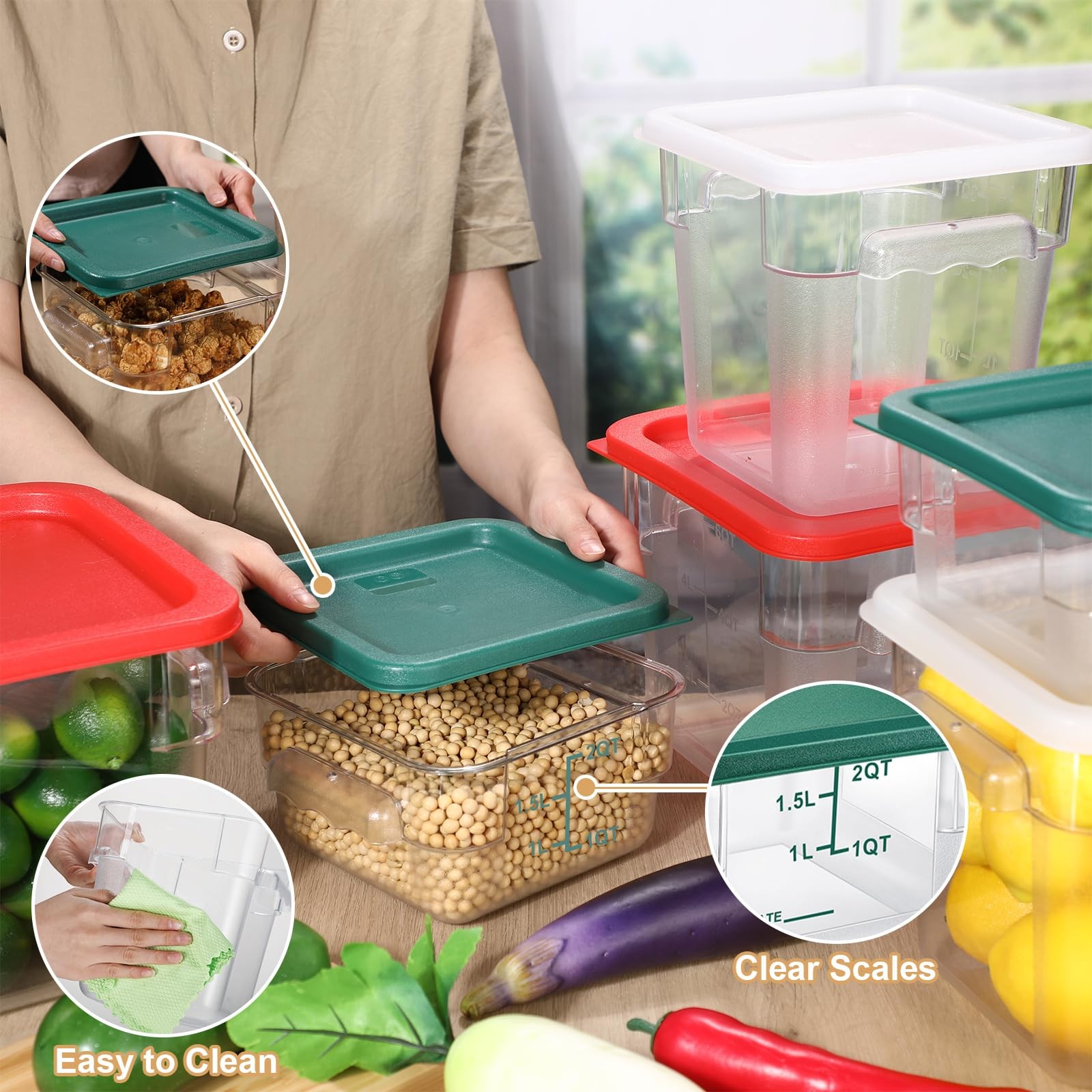 Tioncy 6 Pcs Food Storage Container with Lids Set 2 as shown in the picture