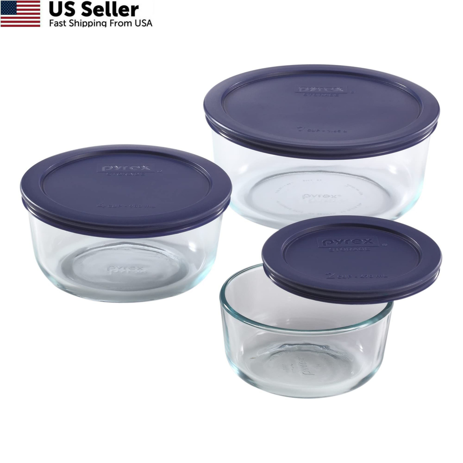 Pyrex Simply Store (3-Pack) Glass Food Storage Containers Set, (2, 4 &