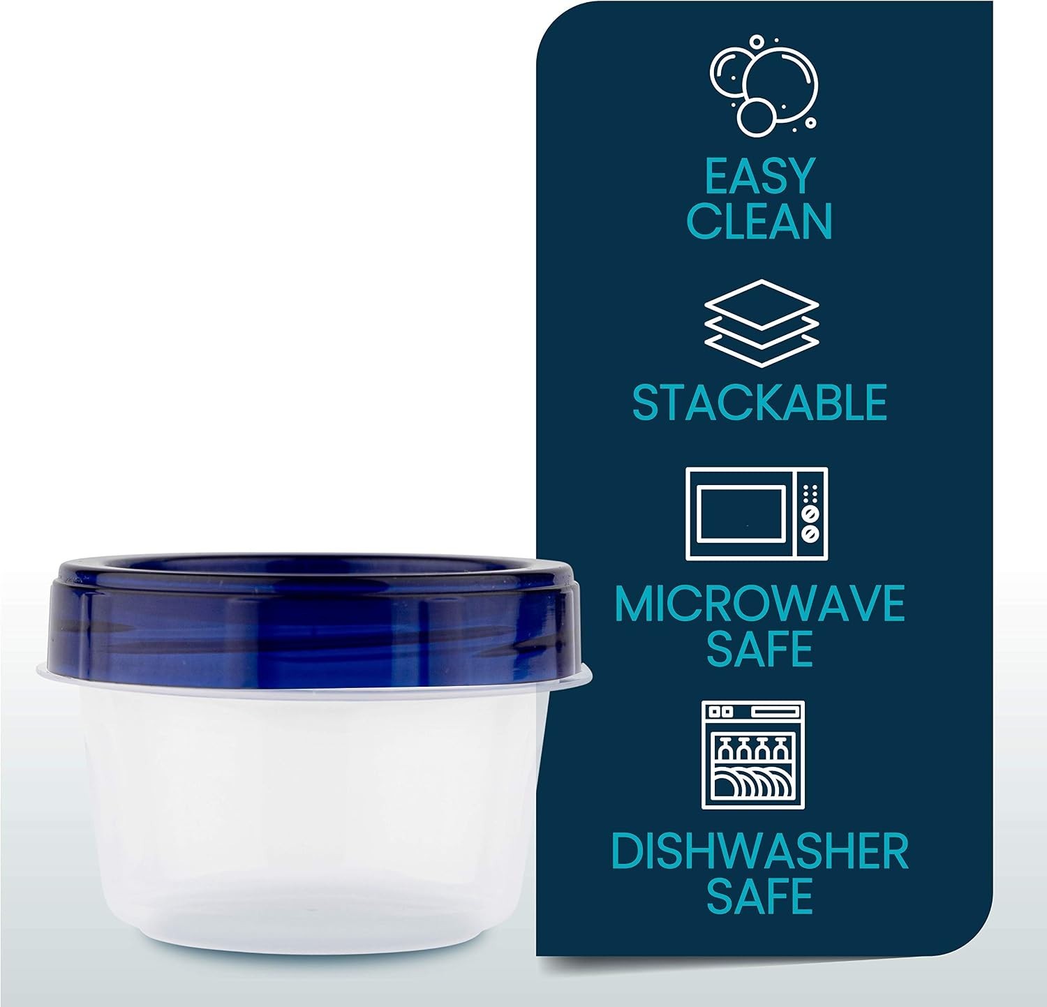 Deli Containers Clear bottom With blue Top Twist on Lids Reusable, Stackable,…