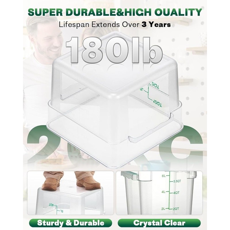 Clear Food Storage Container Set 8Qt 4PCS W/ Labels Marker Measuring Cups New