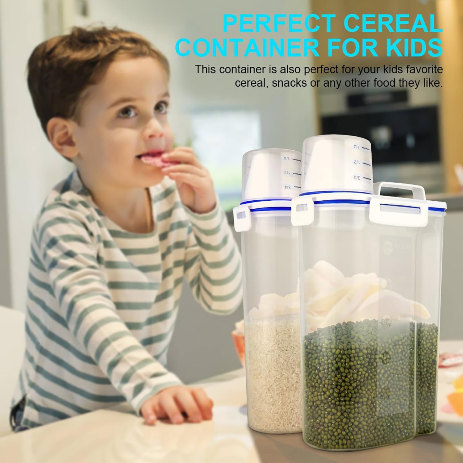 Uppetly Rice Airtight Dry Food Storage Containers, BPA Free Plastic Sealed Holde