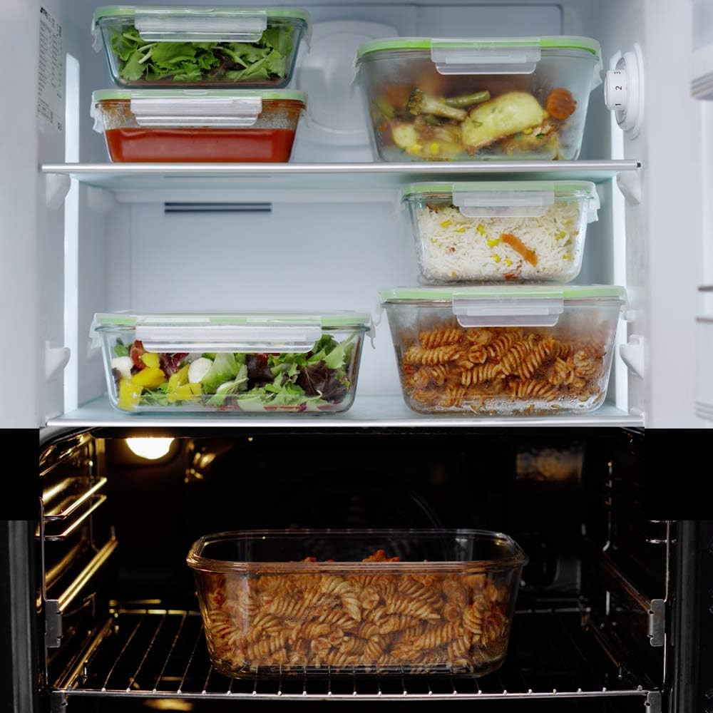 120 Oz Large Glass Food Storage Containers with Airtight Lids 3.5 L Family Size