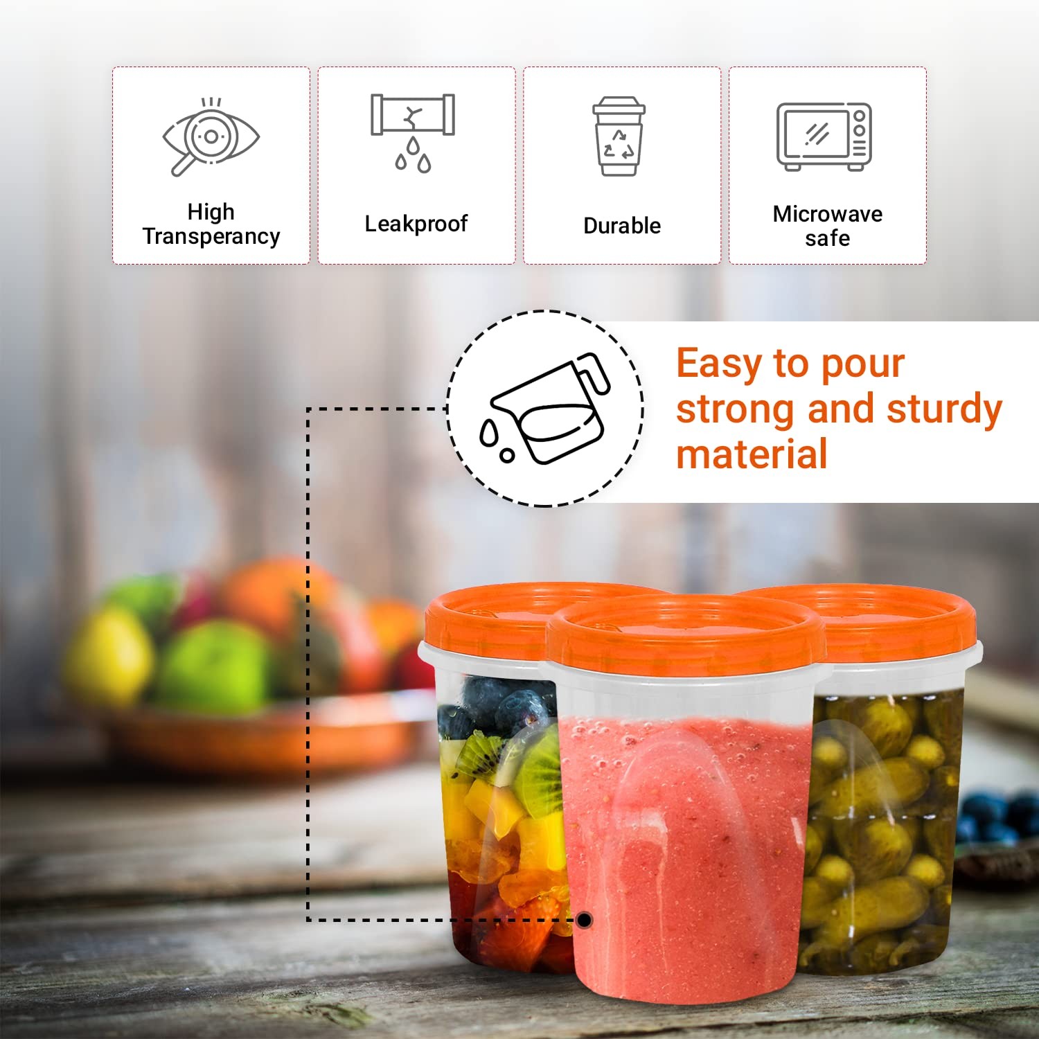 [Orange – 12 Pk]Airtight Deli Containers with Lids Twist Lock Top Clear Food …