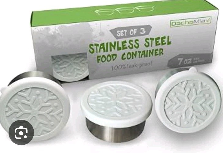3 Pack Dacha Mia 7oz Stainless Steel Food Containers W/ Leak Proof Silicone Lids
