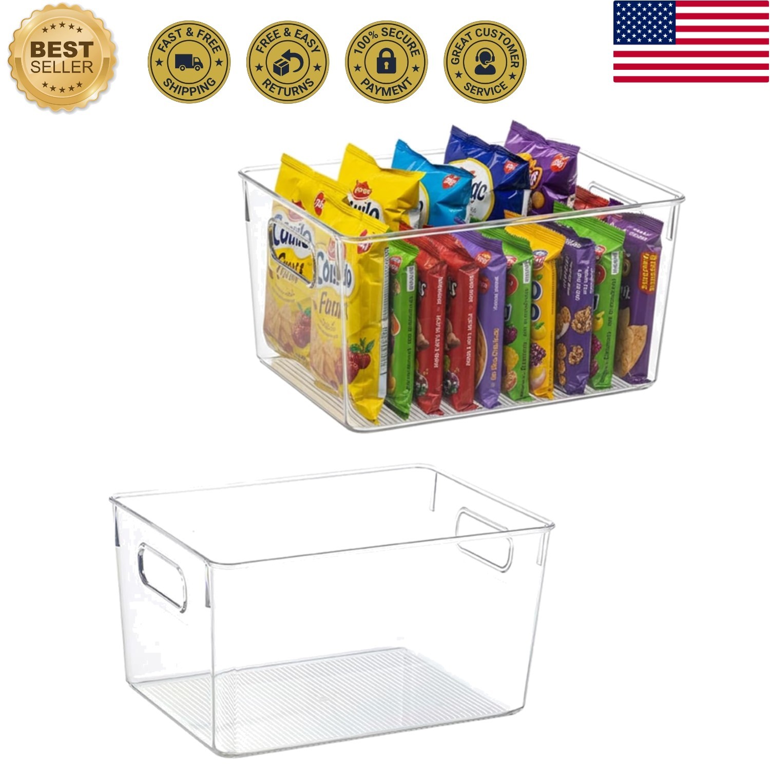 Clear Plastic Storage Bins – Pantry Organizers & Storage Containers for Kitch…