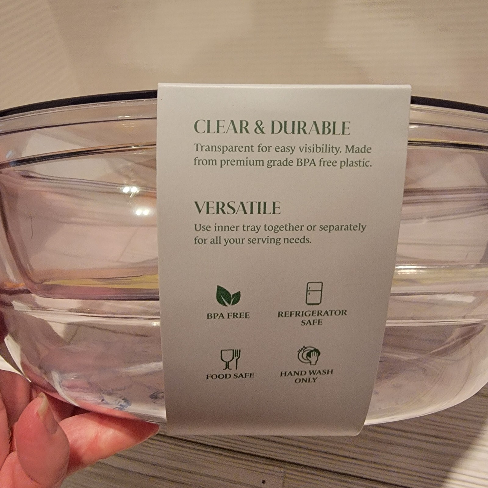 Clear Serveware By Gourmet Home Products 3 Compartments Removable Lid