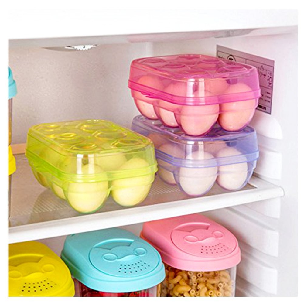 6 Grid Egg Storage Box Refrigerator Crisper Protection Portable Container Blue
