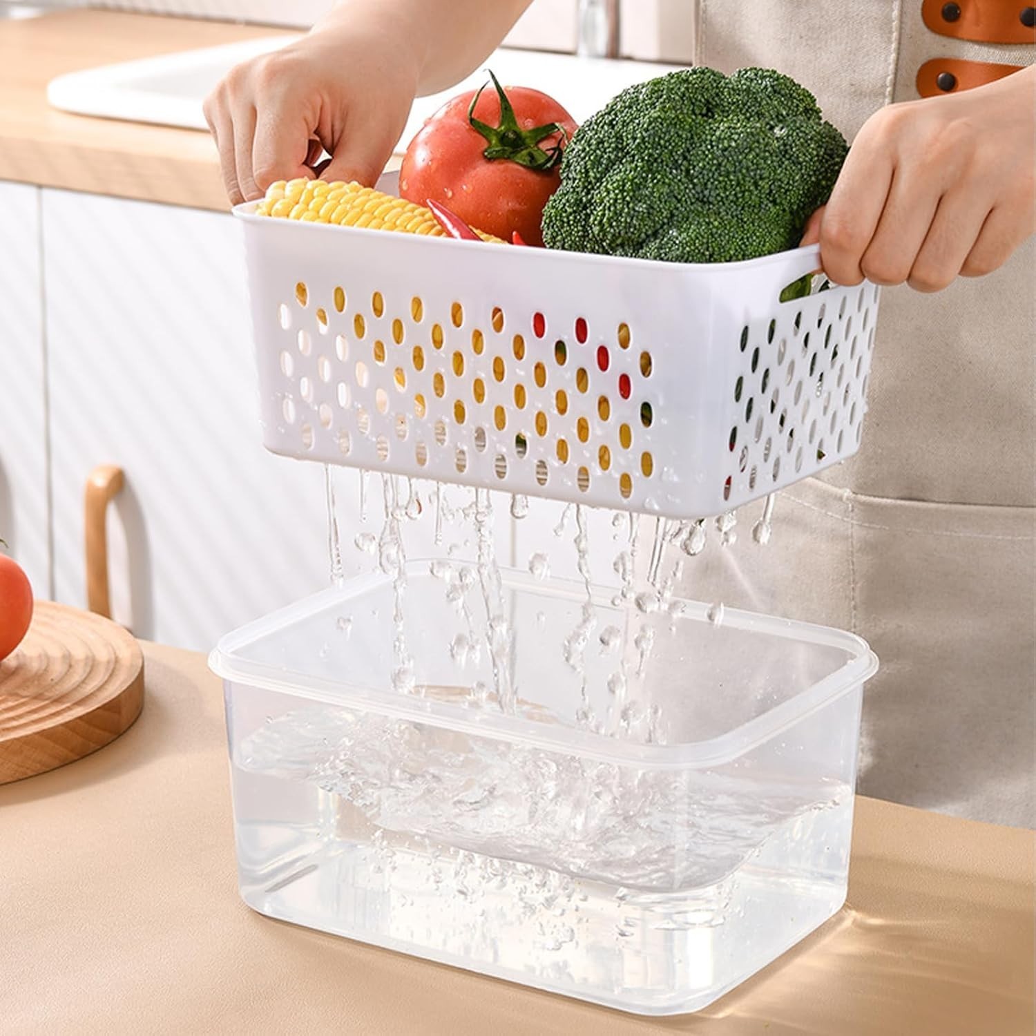3 Pack Fruit Storage Containers for Fridge, Produce Saver Vegetable Container wi