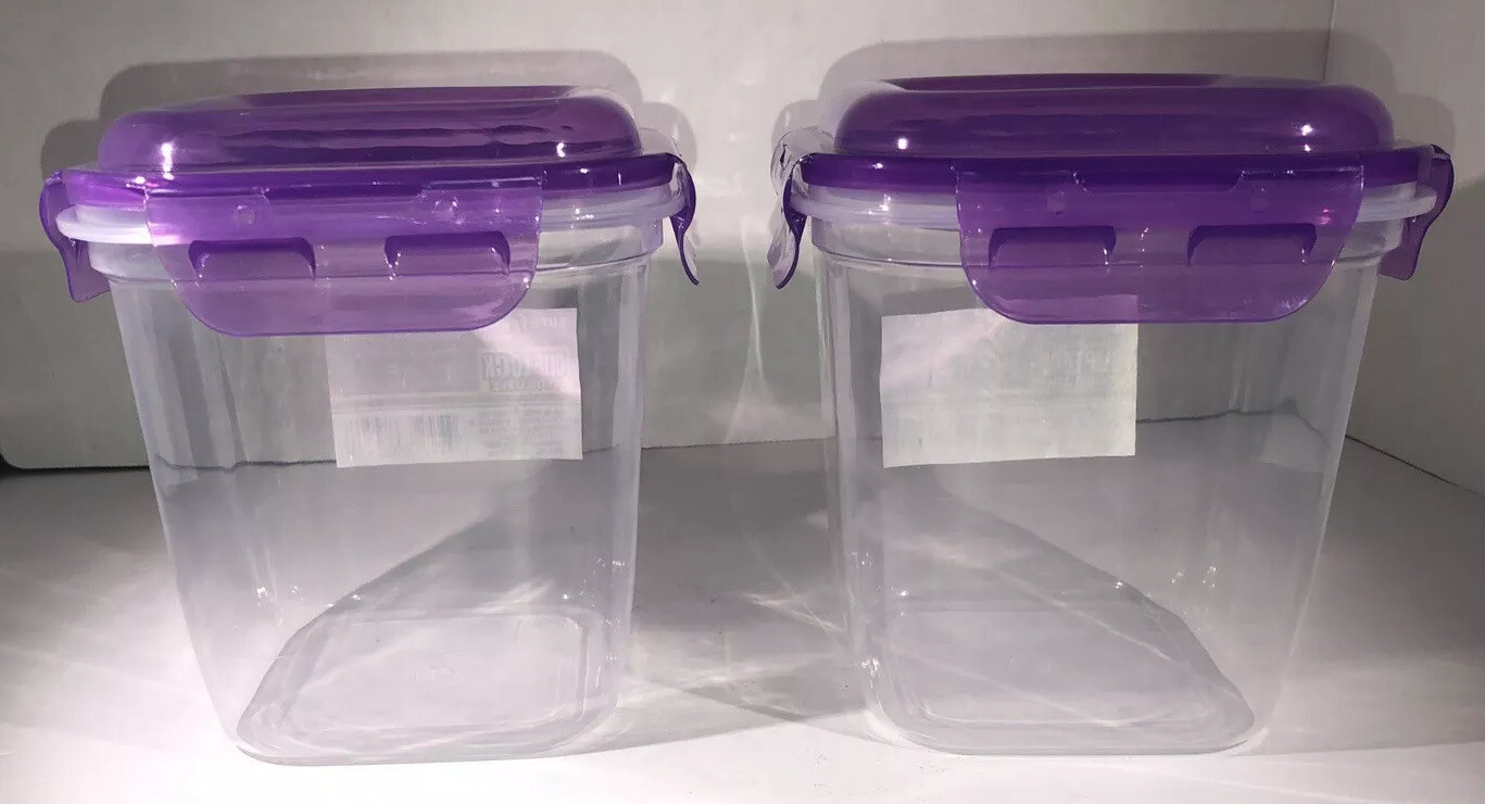 2ea 6.75Cup Sure Fresh Dry/Cold/Freezer Food Storage Containers W Clip-Lock Lids