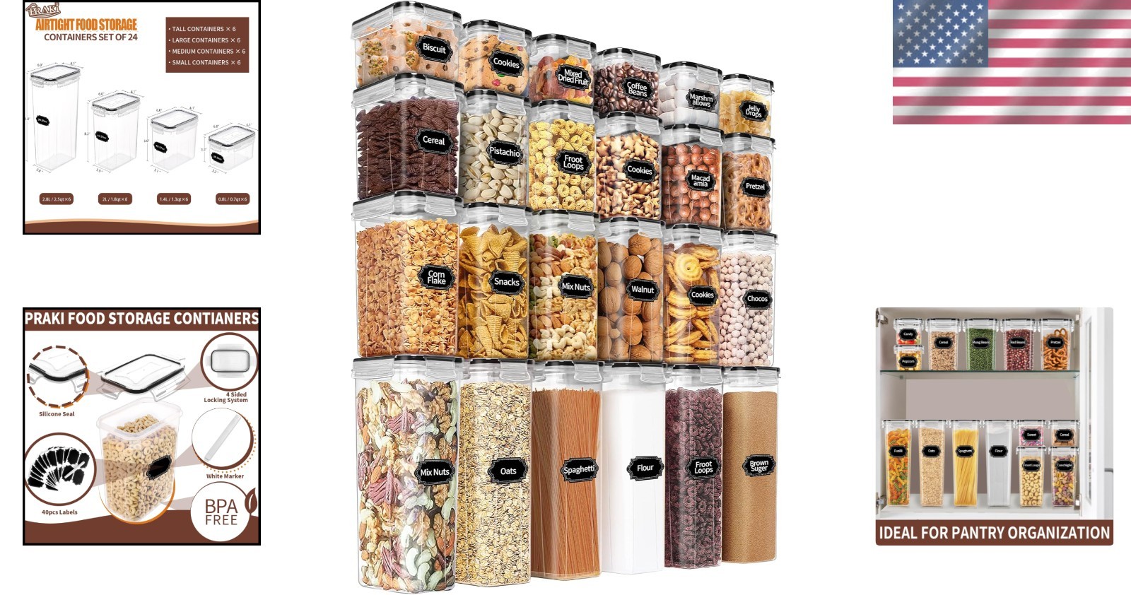 24 Piece Airtight Food Storage Set – Clear, Leak-Proof, Reusable Design