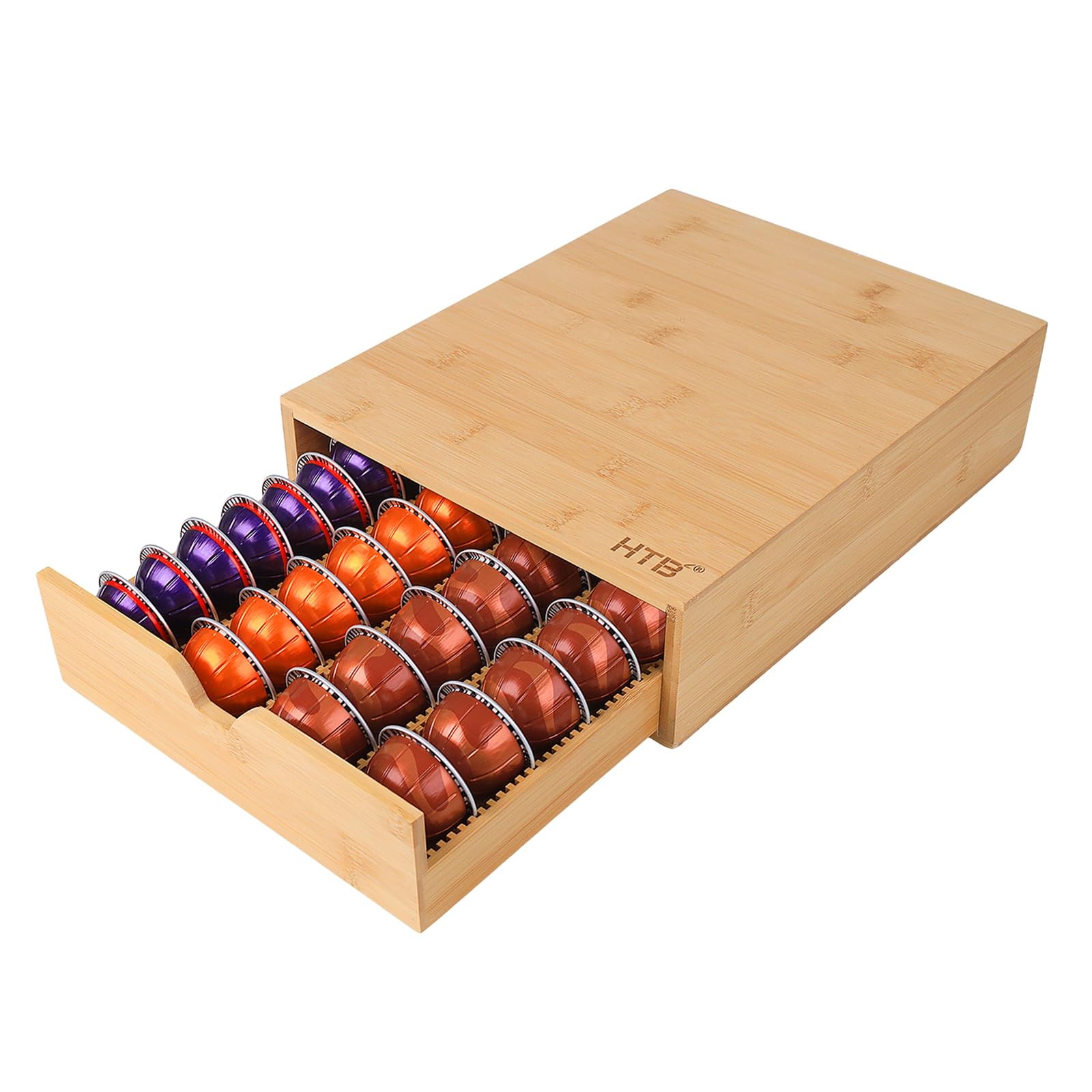 HTB K Cup Coffee Pod Holder, Drawer Type K 12.8x 10.7x 3.5 inches, Beige