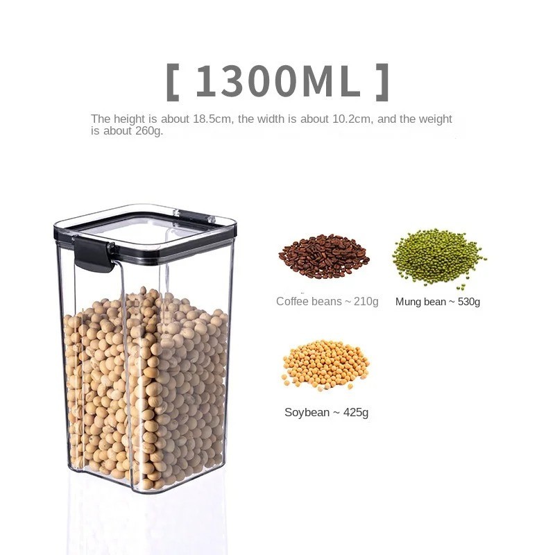 5Pcs Sets Sealed Jar Food Storage Box Transparent Plastic Kitchen Organizer