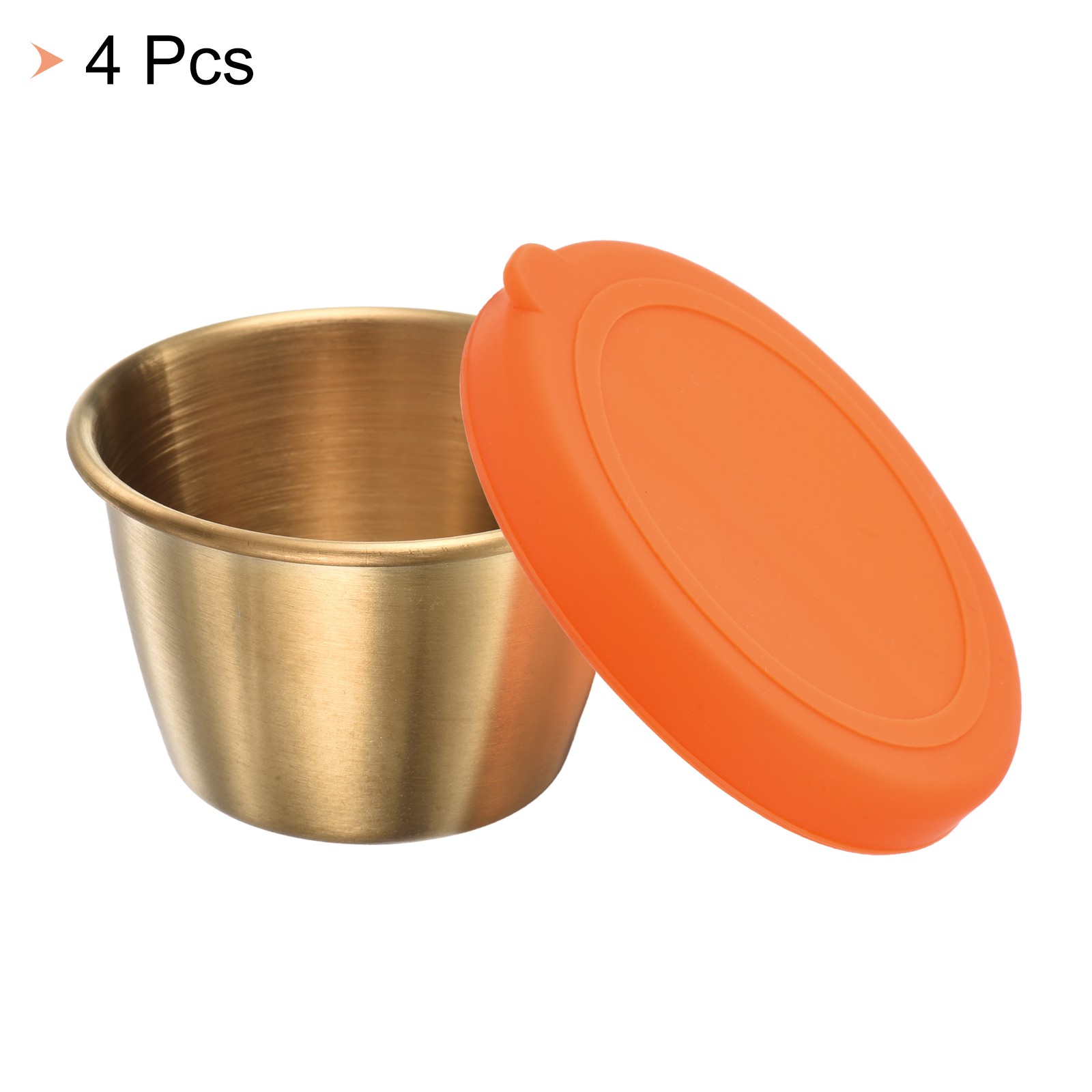 4pcs Condiment Cups Containers with Lids 2.4oz Salad Dressing Container Orange