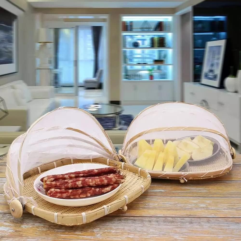 Square Bamboo Tent Basket with Lid, Vegetable/Fruit, Bread, Storage Basket，Si…