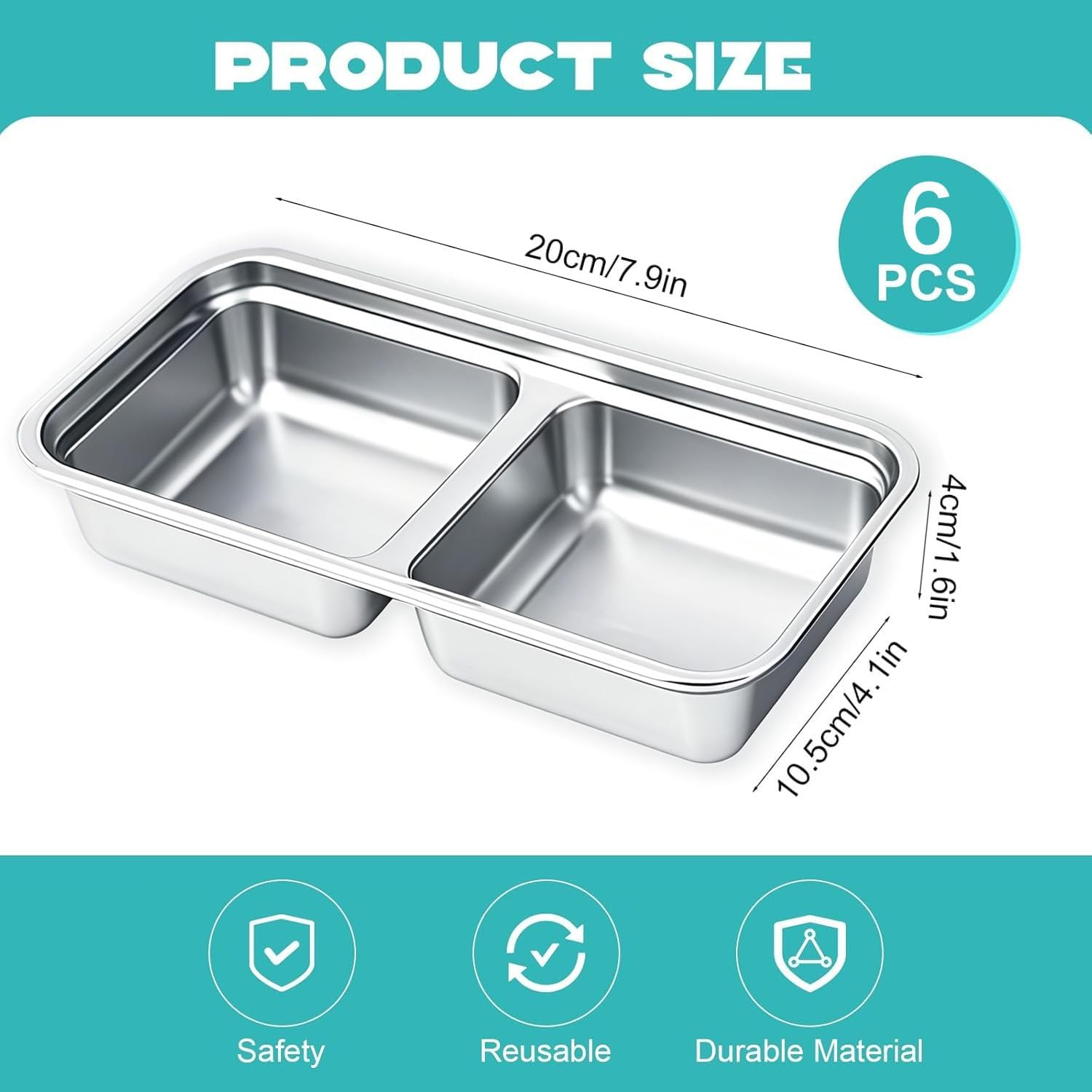 Stainless Steel Snack Containers, 6-Pack Reusable Grab and Go Containers with Le