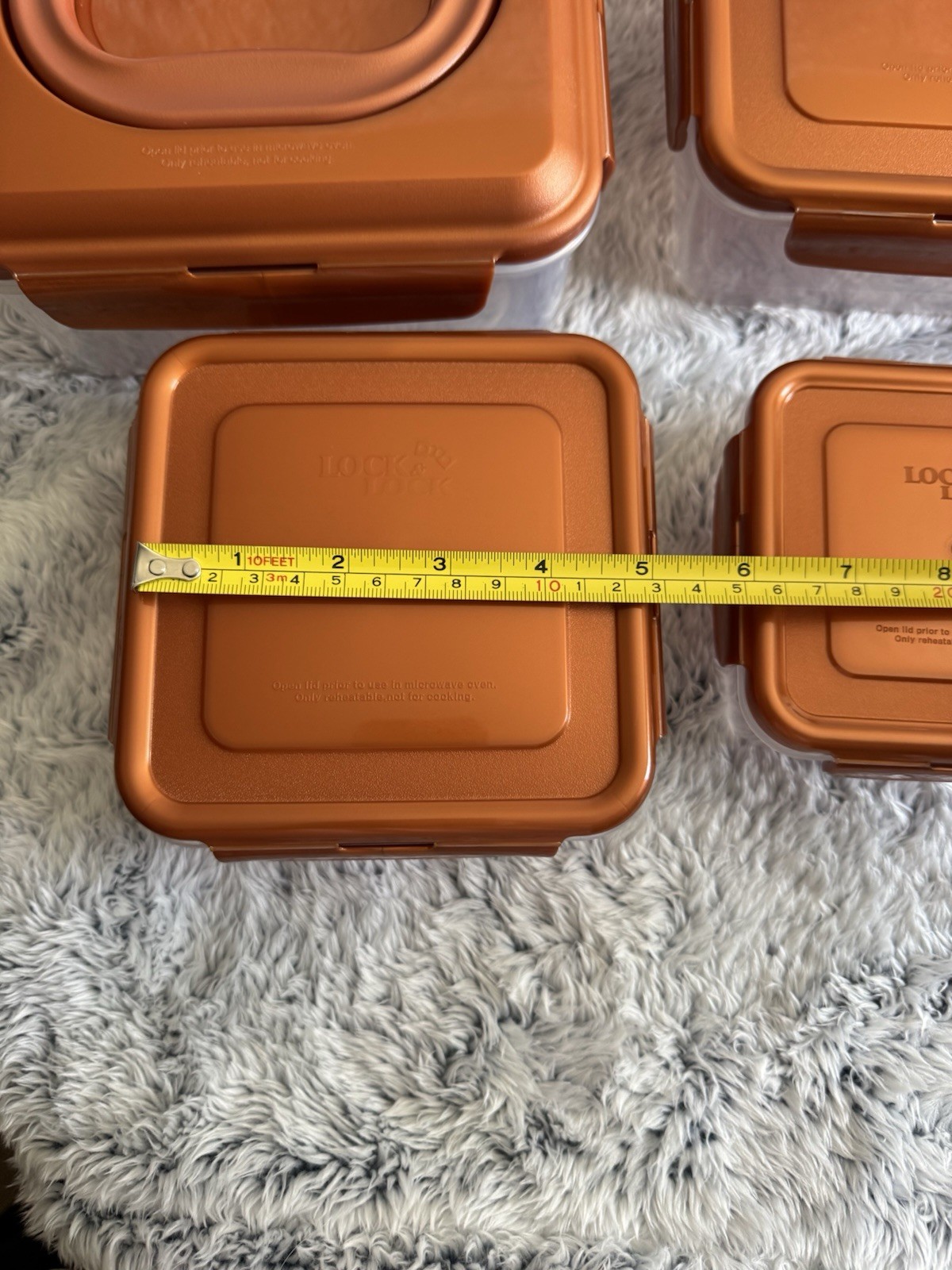 LocknLock 4 Piece Nestable Square Storage Set COPPER largest w/ handle – NEW