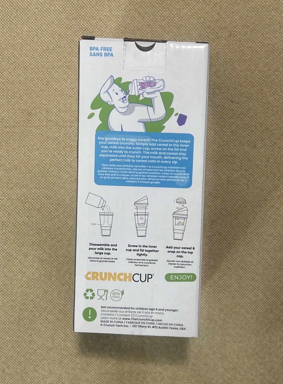 Crunch Cup Never Soggy Portable Cereal & Milk Crunch Cup for on the Go PURPLE