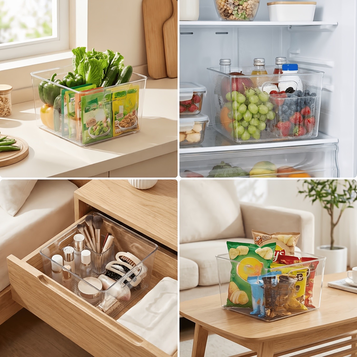 4/8 Pack Refrigerator Replacement Storage Box, 11 Inchx11 Inch Square Containers