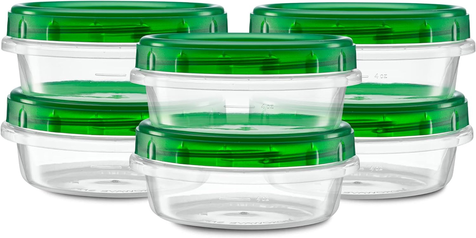 (8 Ounce 10 Pack) Twist Cap Containers Clear Bottom with Green Top Screw on Lids