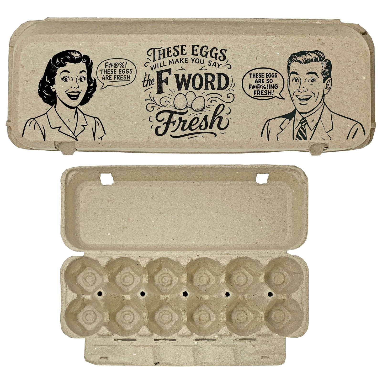 Funny Egg Carton – “The F Word is Fresh” Vintage Humor Design, Holds 12 Eggs,…