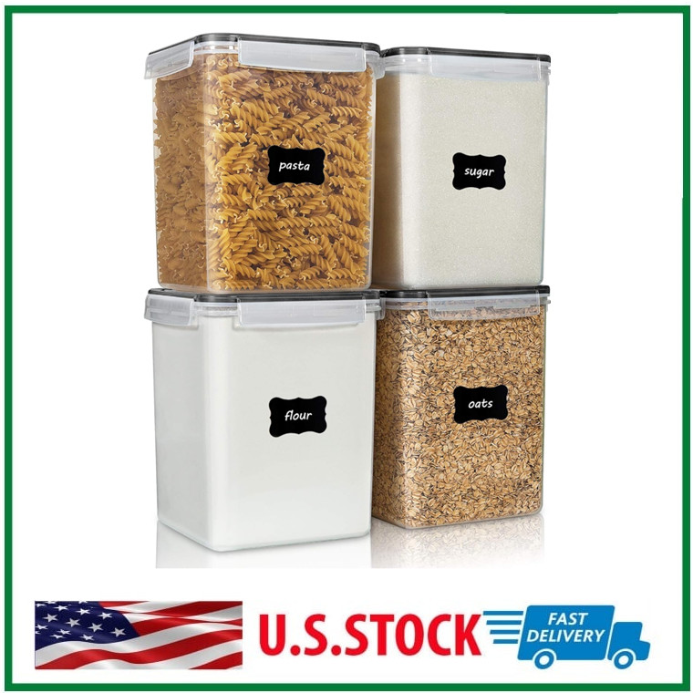 4Pc Large Food Storage Container 176Oz, BPA Free for Flour, Sugar, Baking Supply