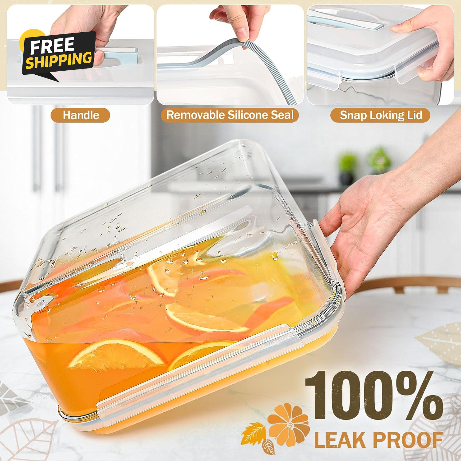 200Oz Glass Food Storage Container XL Airtight Lid Borosilicate 6000ml 26 Cup