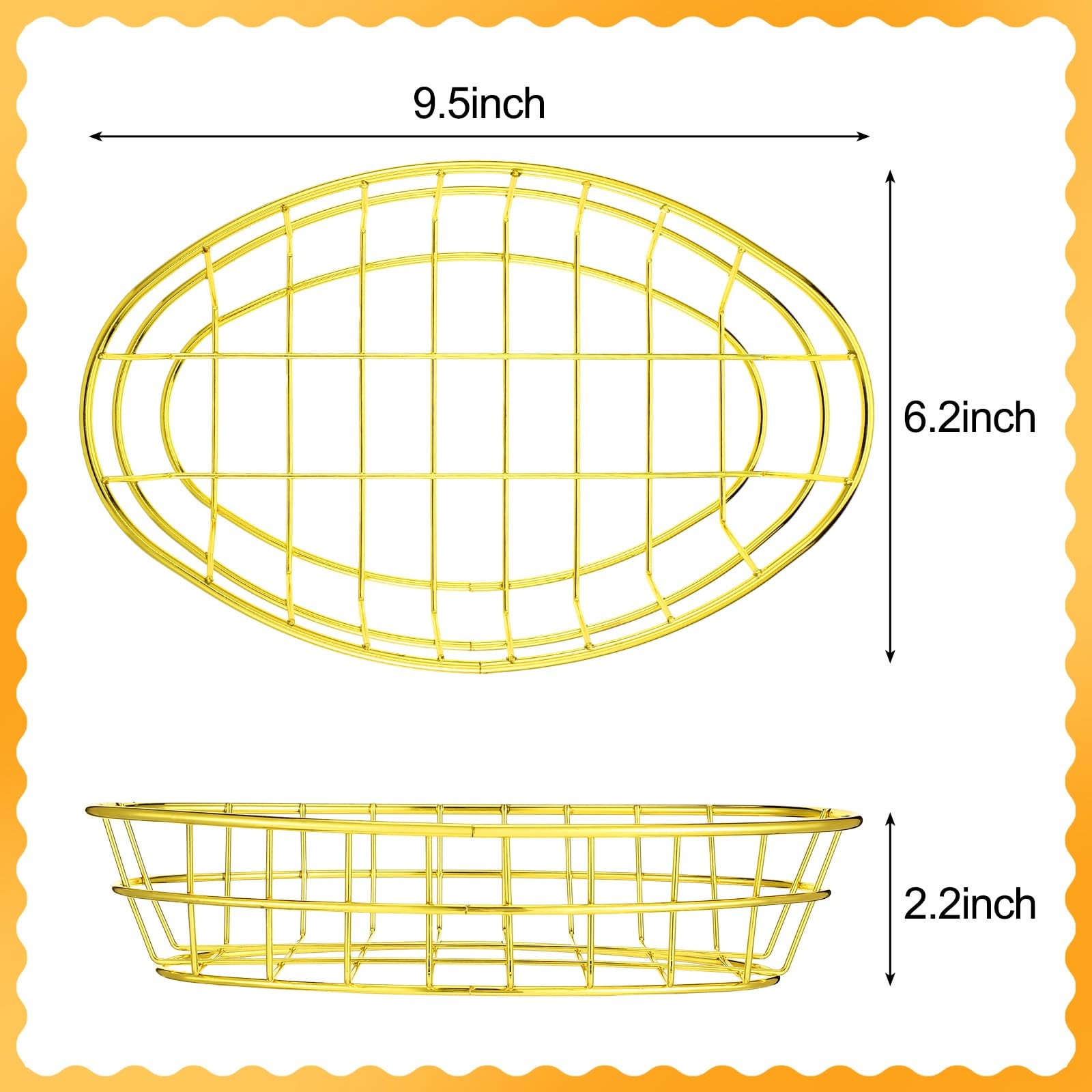 12 Pcs Wire Bread Basket Bulk 9.5×6.2×2.2 Inch Oval Metal Dinner Roll Baskets…