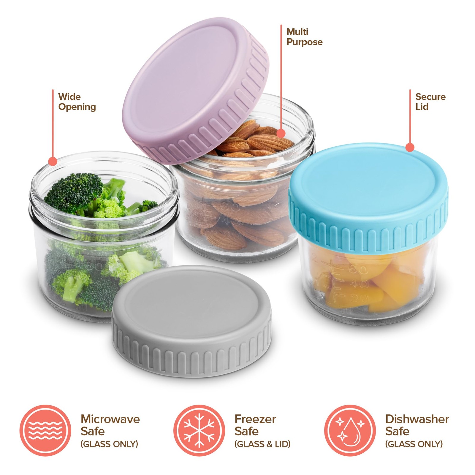 Stock Your Home Glass Bariatric Portion Control Containers 4oz, Transparent