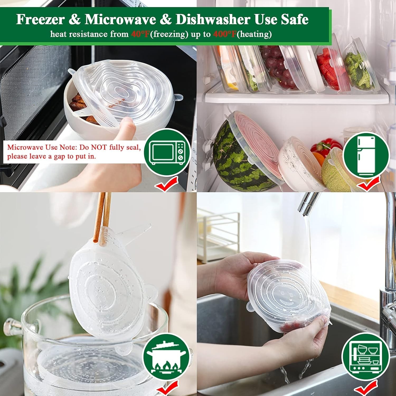 Eco-Friendly 12-Pack Silicone Food Covers | Safe, Flexible Lids for Containers