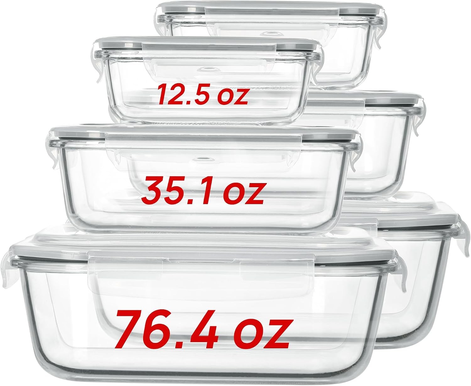 122oz 50oz Large Glass Food Storage Containers W/ Airtight Lids Big Glass