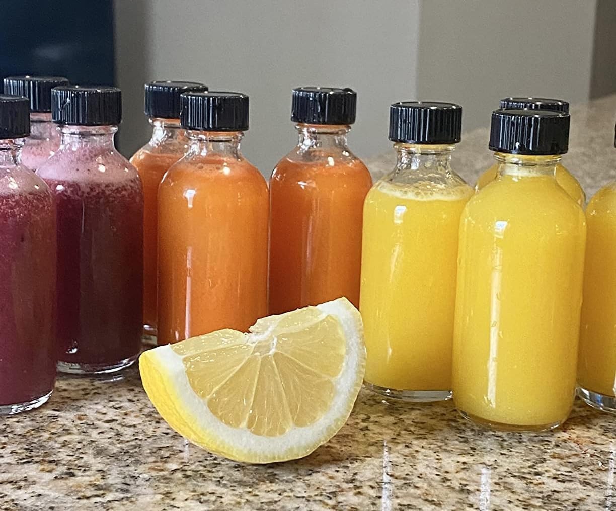DIDITIME 6 Pack 2 oz Shot Bottles with Caps, Glass Jars with Lids, Small Clear