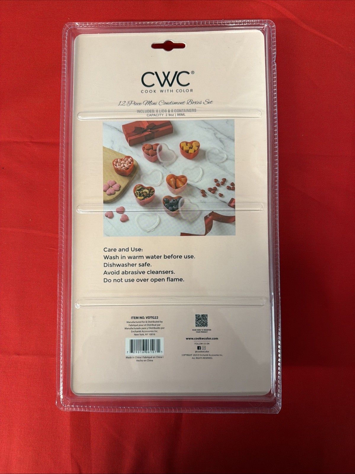 CWC Condiment Containers with Lids- 6 Pk. 2.9 Oz. Pink & Red Hearts