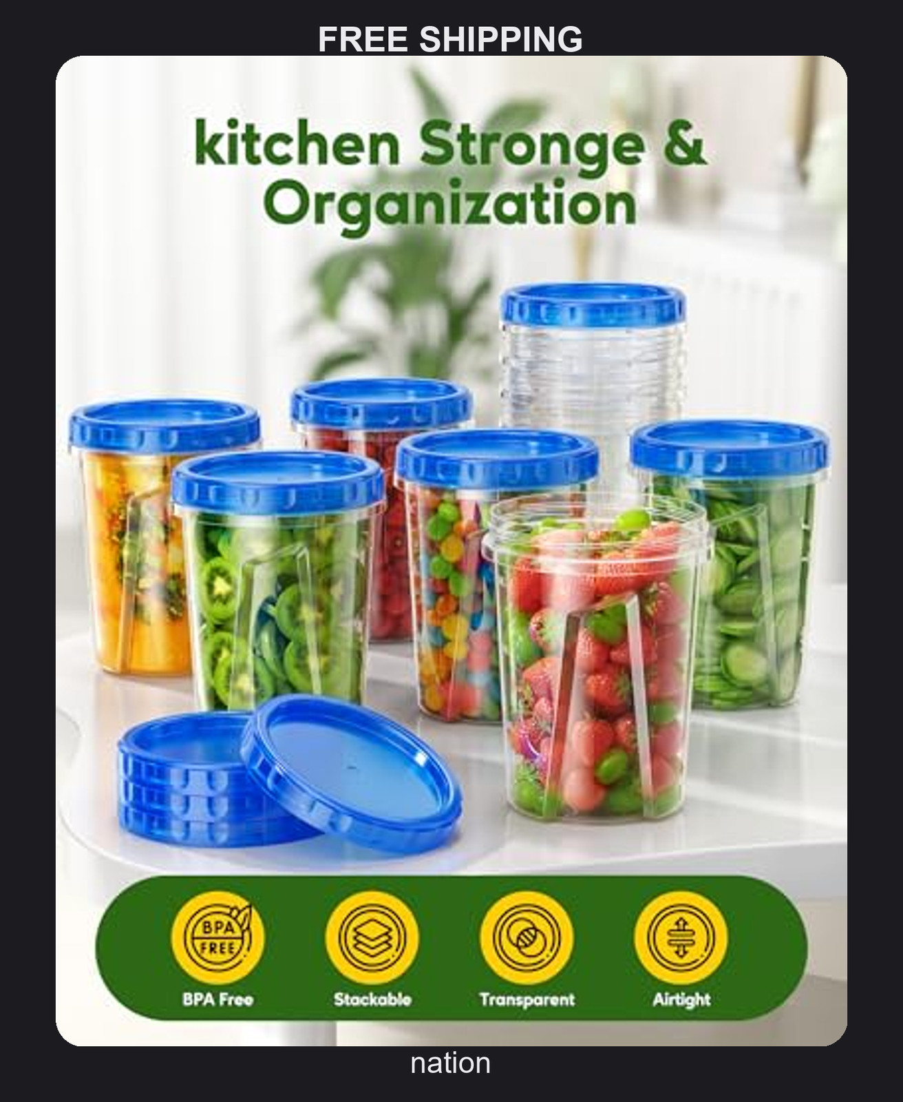 10 Pack 33oz Food Storage Containers with Twist Lids for Freezer and Microwave